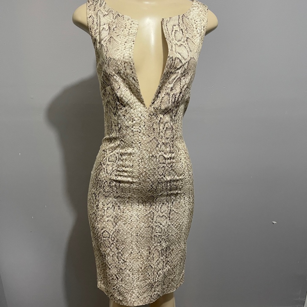 Cream and Brown snake print dress